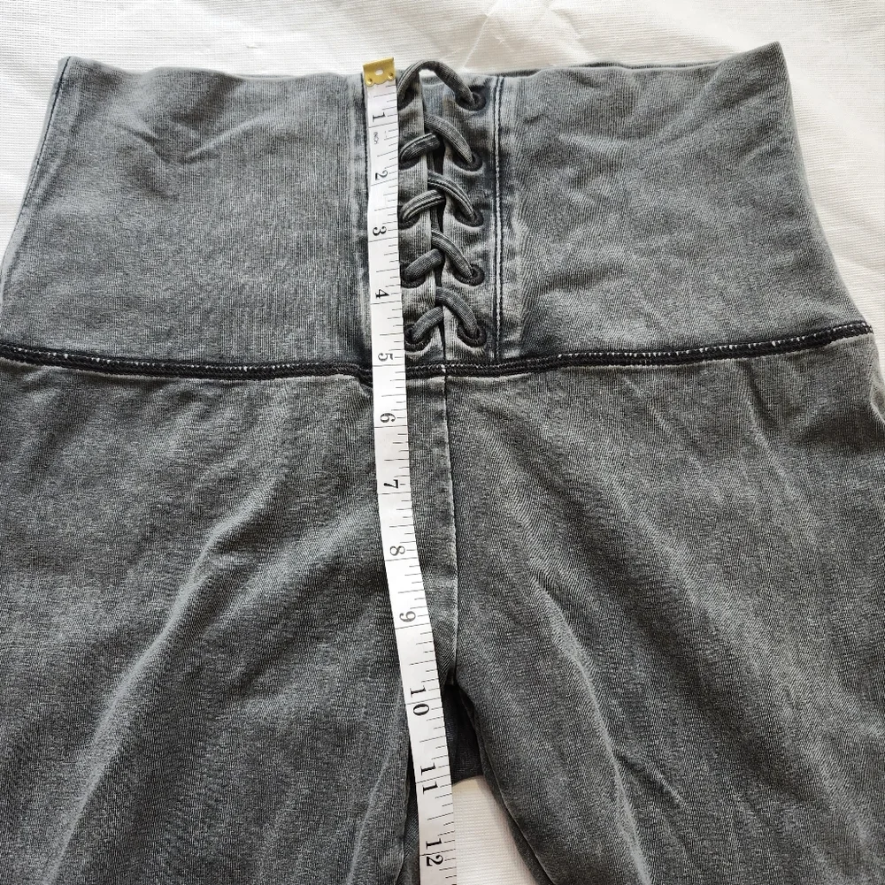 Aerie Size Medium High-Rise Lace-Up Gray Jeans
